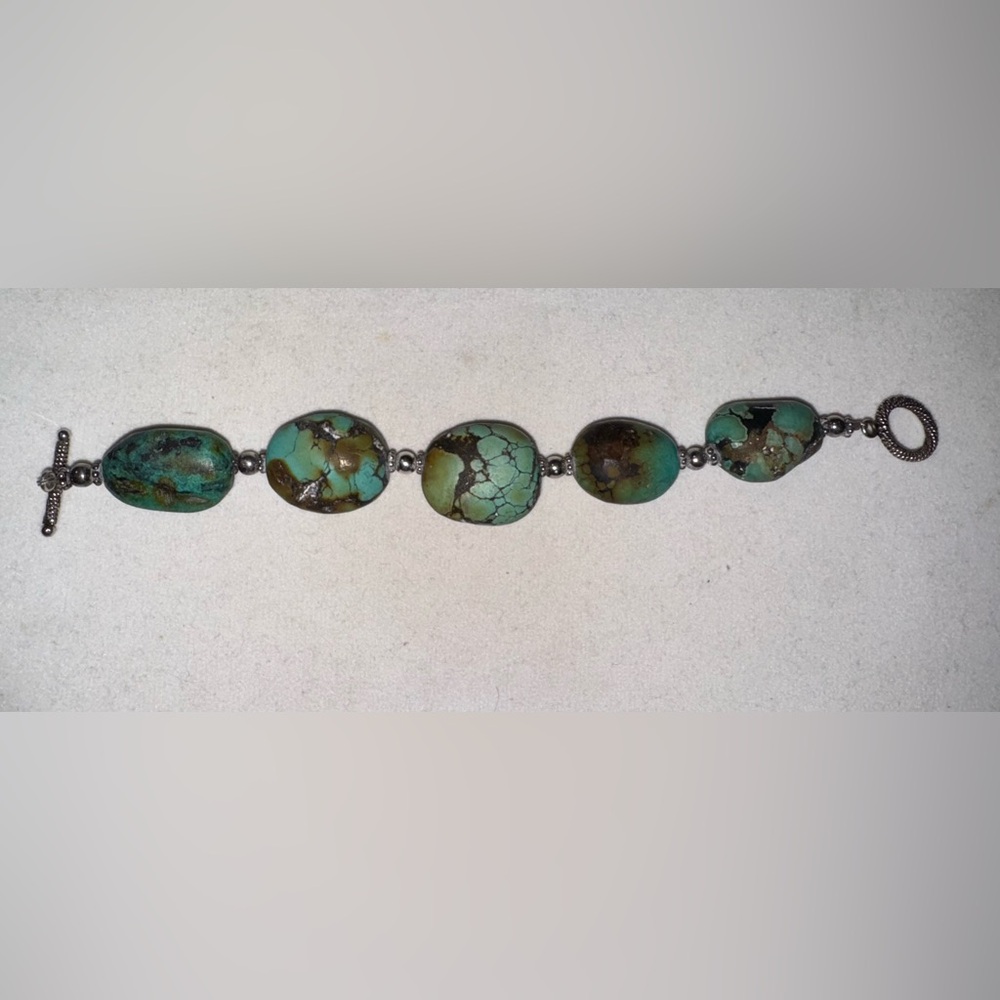 Sterling Silver Chunky Turquoise Bracelet View 2